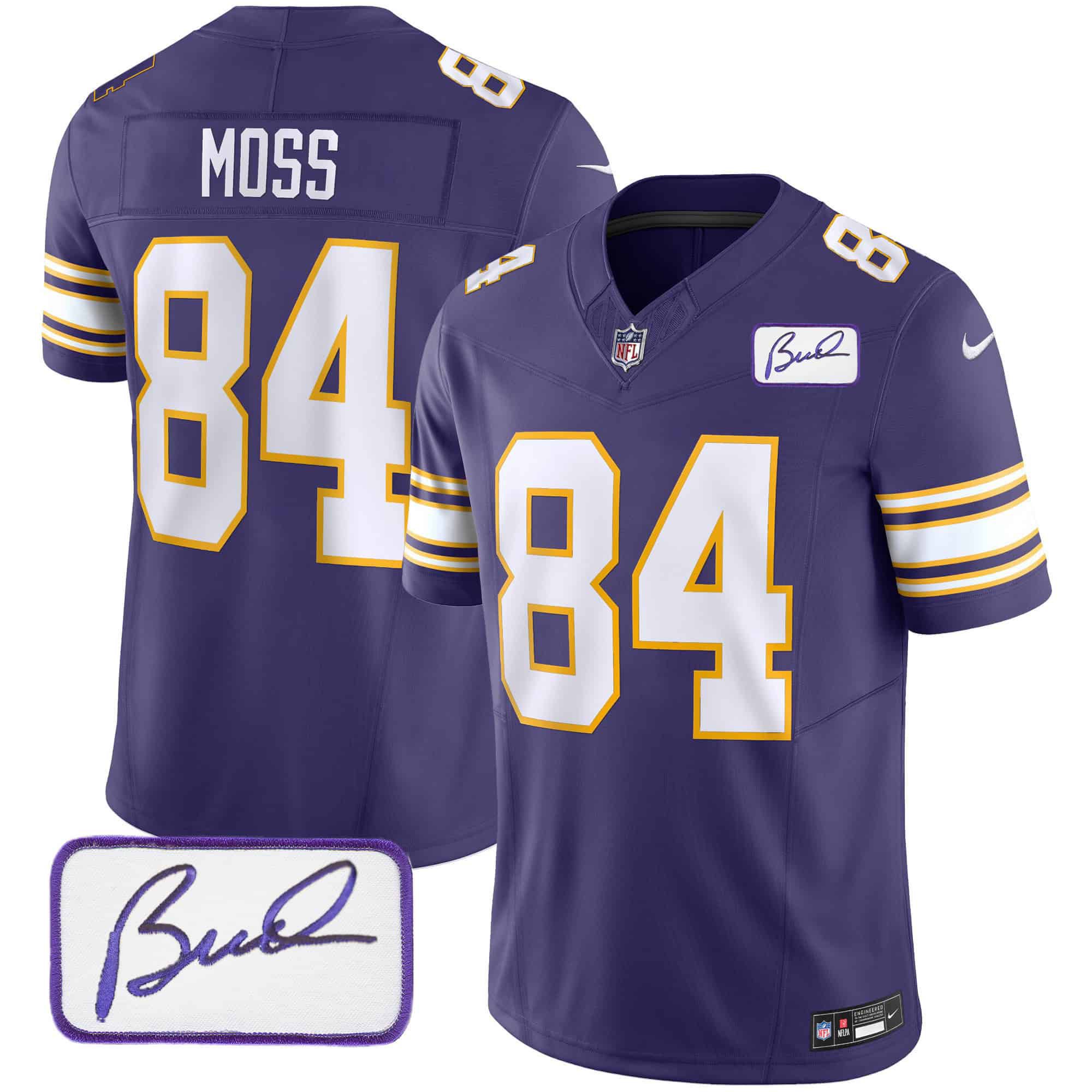 Men Minnesota Vikings #84 Moss Purple 2024 Nike Bud Grant Patch Classic Limited NFL Jersey style 1